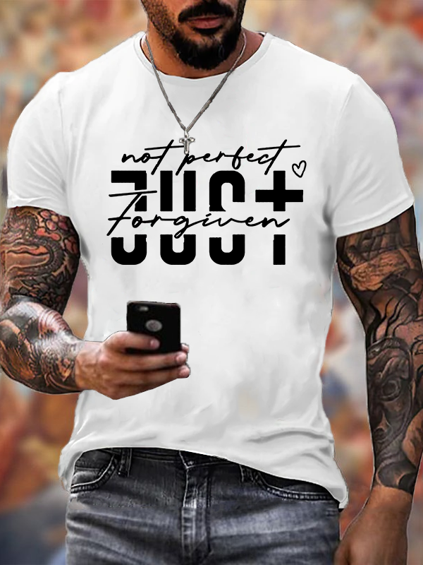 Not Perfect Just Forgiven  Jesus God Christian Cotton T-Shirt