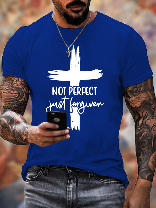 Not Perfect Just Forgiven Jesus God Christian Cotton T-Shirt