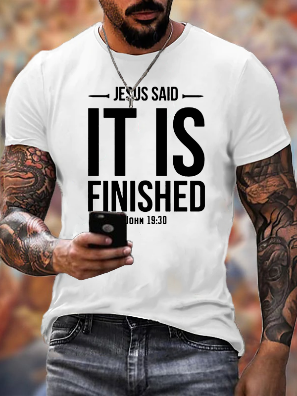 It Is Finished Jesus God Christian Cotton T-Shirt