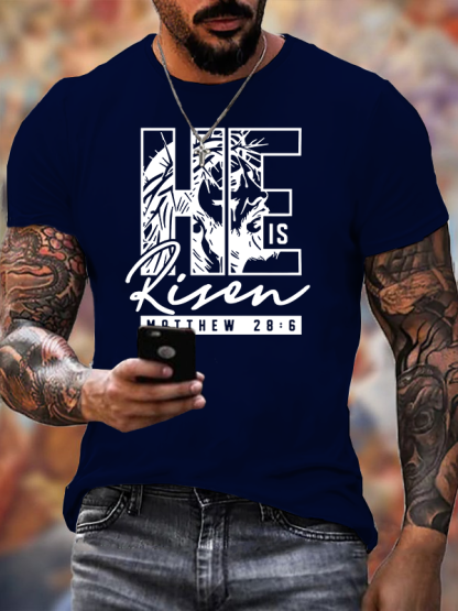 He Is Risen Jesus God Christian Cotton T-Shirt