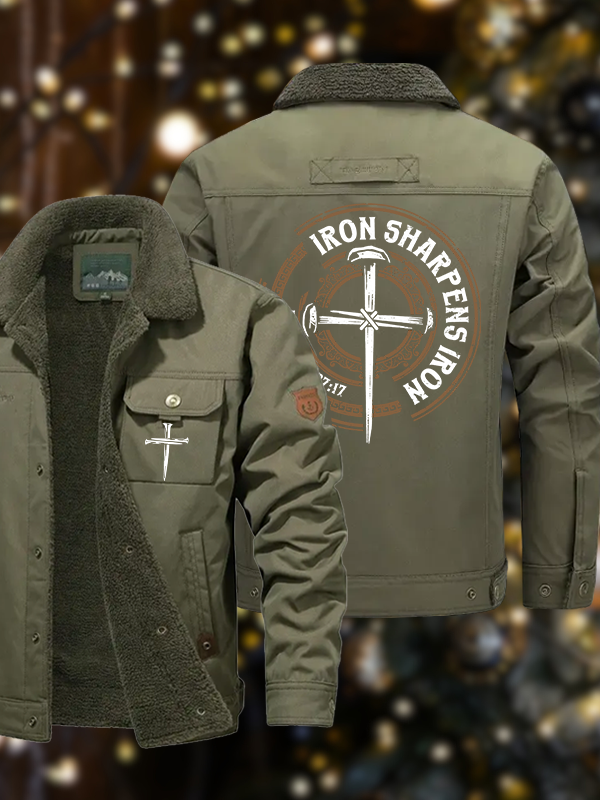 Men's Iron Sharpens Iron - Proverbs 27:17  Casual Fleece-Lined Jacket