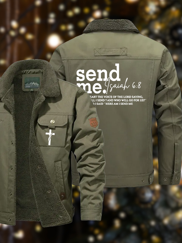 Men's Send Me Isaiah 6:8 Casual Fleece-Lined Jacket