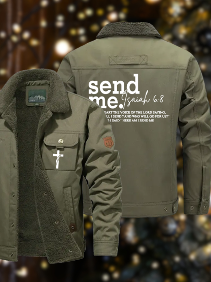 Men's Send Me Isaiah 6:8 Casual Fleece-Lined Jacket