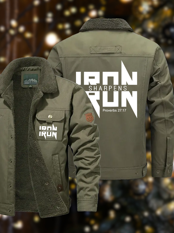 Men's IRON SHARPENS IRON Proverbs 27:17 Casual Fleece-Lined Jacket