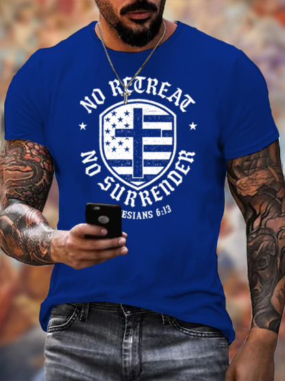 No Retreat Jesus God Christian Cotton T-Shirt