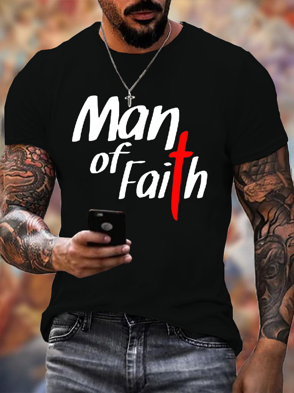 Man of Faith Jesus God Christian Cotton T-Shirt