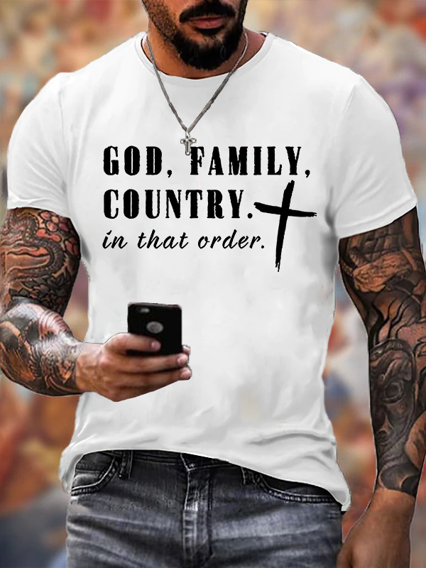 Man Of God Husband Dad Jesus God Christian Cotton T-Shirt