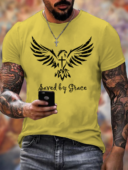 Saved By Grace Jesus God Christian Cotton T-Shirt