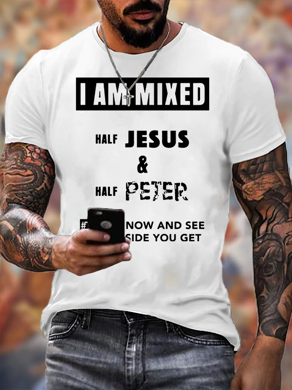 Man Of God Husband Dad Jesus God Christian Cotton T-Shirt