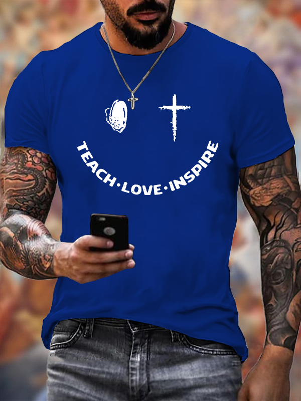 Teach Love Inspire Jesus God Christian Cotton T-Shirt