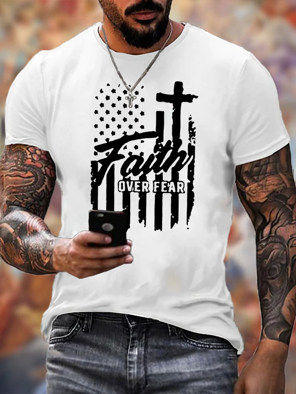 Faith Over Fear Jesus God Christian Cotton T-Shirt