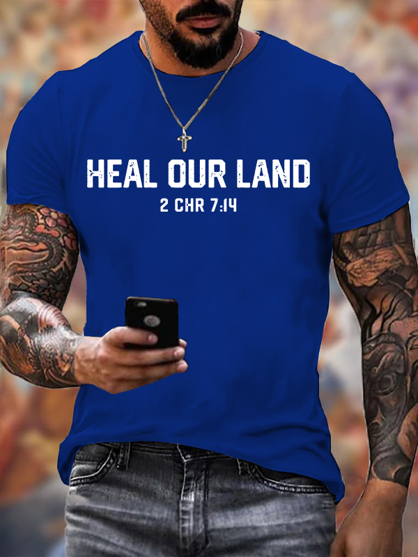 Heal Our Land Jesus God Christian Cotton T-Shirt