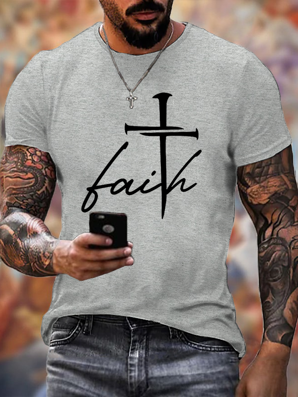 Faith Cross Jesus God Christian Cotton T-Shirt