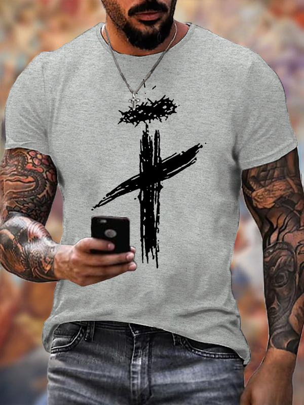 Faith Crown of Thorns Cross Jesus God Christian Cotton T-Shirt
