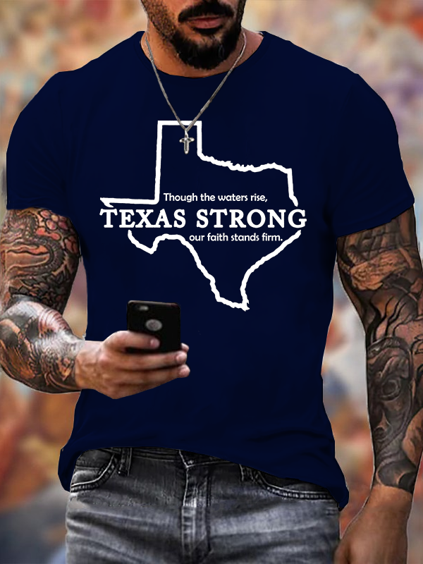Texas Strong Jesus God Christian Cotton T-Shirt