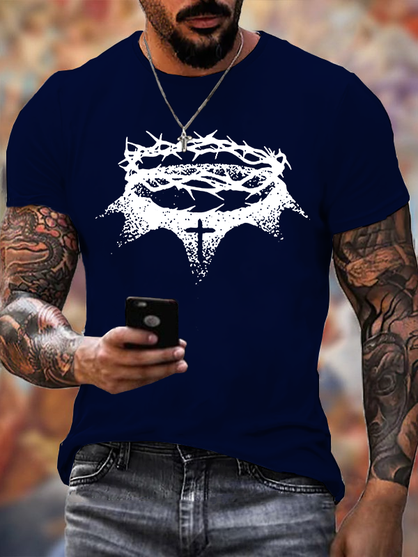 Crown of Thorns Jesus God Christian Cotton T-Shirt