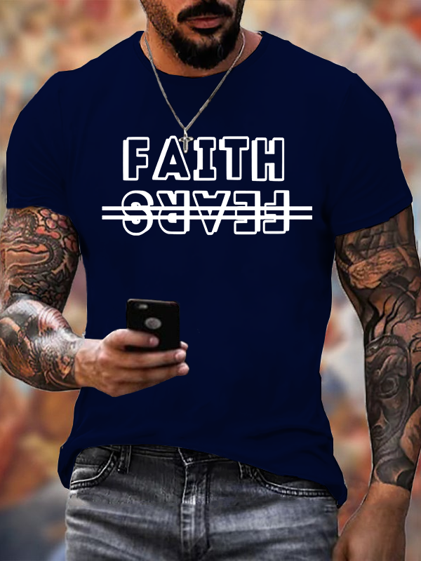 Faith Over Fears Jesus God Christian Cotton T-Shirt