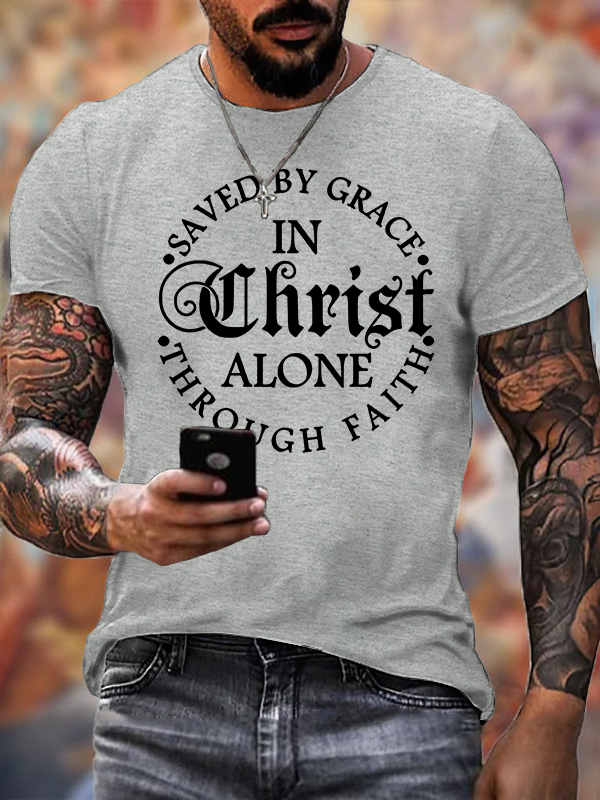 Saved By Grace  Jesus God Christian Cotton T-Shirt