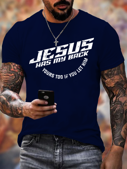 Jesus Has My Back Jesus God Christian Cotton T-Shirt