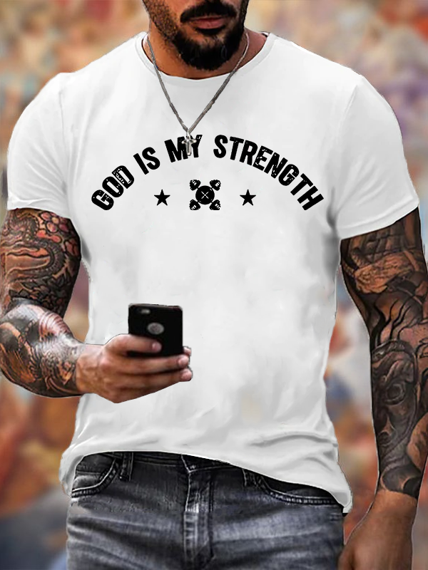 God Is My Strength Jesus God Christian Cotton T-Shirt