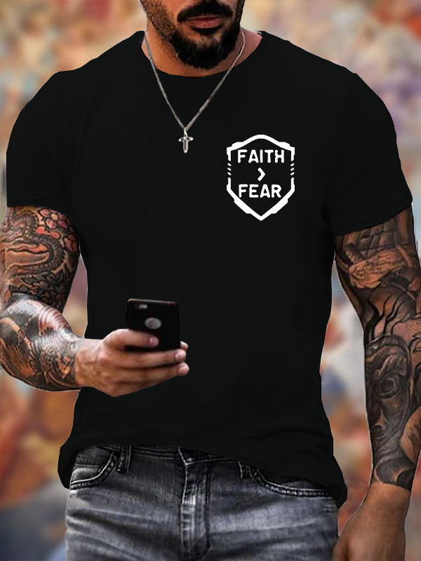 Faith > Fear Jesus God Christian Cotton T-Shirt