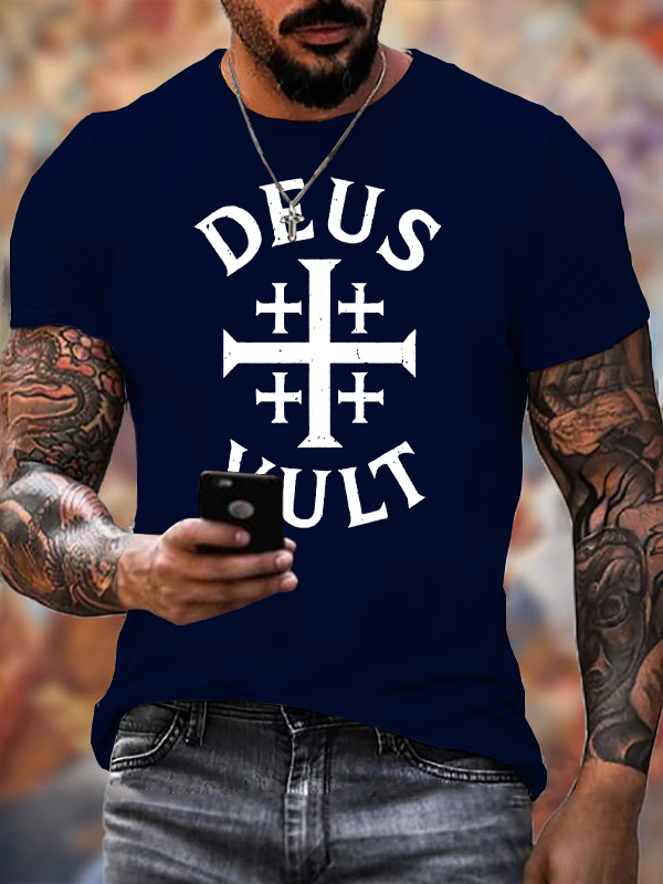Deus Vult Jesus God Christian Cotton T-Shirt