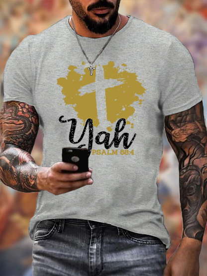 Yah Psalm 68 : 4 Cross Jesus God Christian Cotton T-Shirt