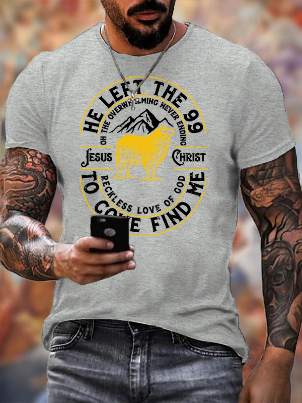 He Left The 99 Jesus God Christian Cotton T-Shirt
