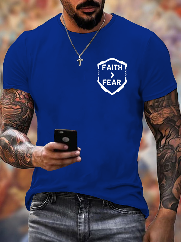 Faith > Fear Jesus God Christian Cotton T-Shirt