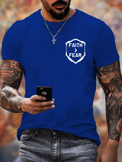 Faith > Fear Jesus God Christian Cotton T-Shirt