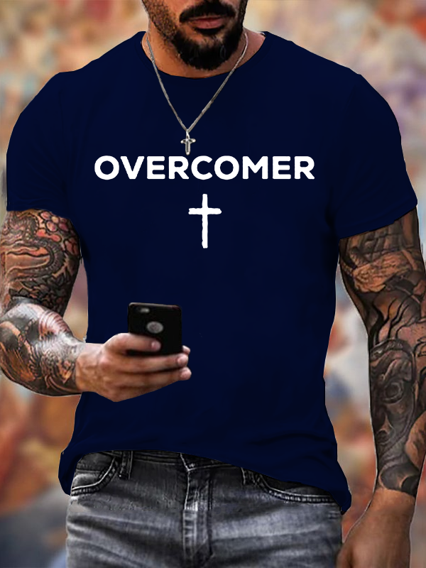 Overcomer Jesus God Christian Cotton T-Shirt