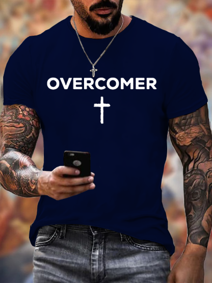 Overcomer Jesus God Christian Cotton T-Shirt