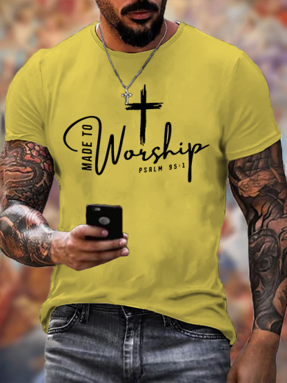 Made To Worship Psalm 95:1 Jesus God Christian Cotton T-Shirt