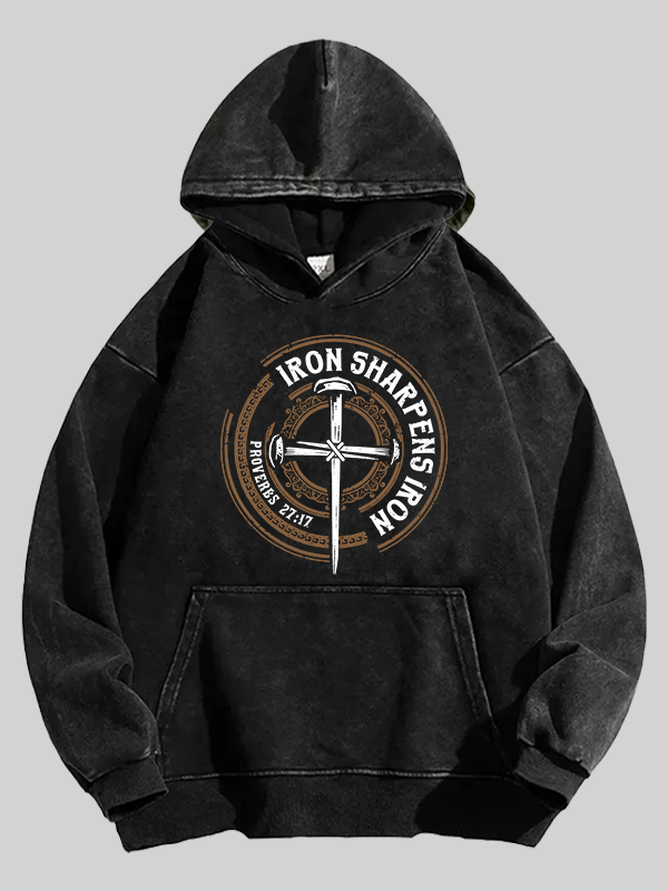 Iron Sharpens Iron - Proverbs 27:17 Washed Hoodie