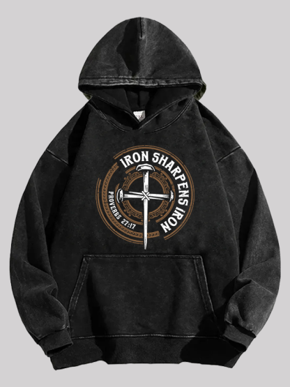 Iron Sharpens Iron - Proverbs 27:17 Washed Hoodie