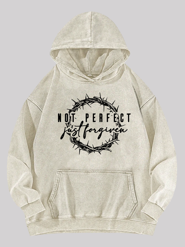 Not Perfect Just Forgiven Religious Jesus God Christian Washed Hoodie