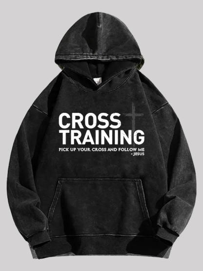 Cross Training Jesus God Christian Washed Hoodie