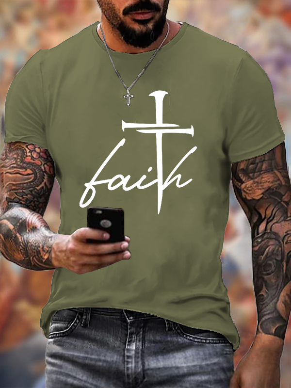 Faith Cross Jesus God Christian Cotton T-Shirt