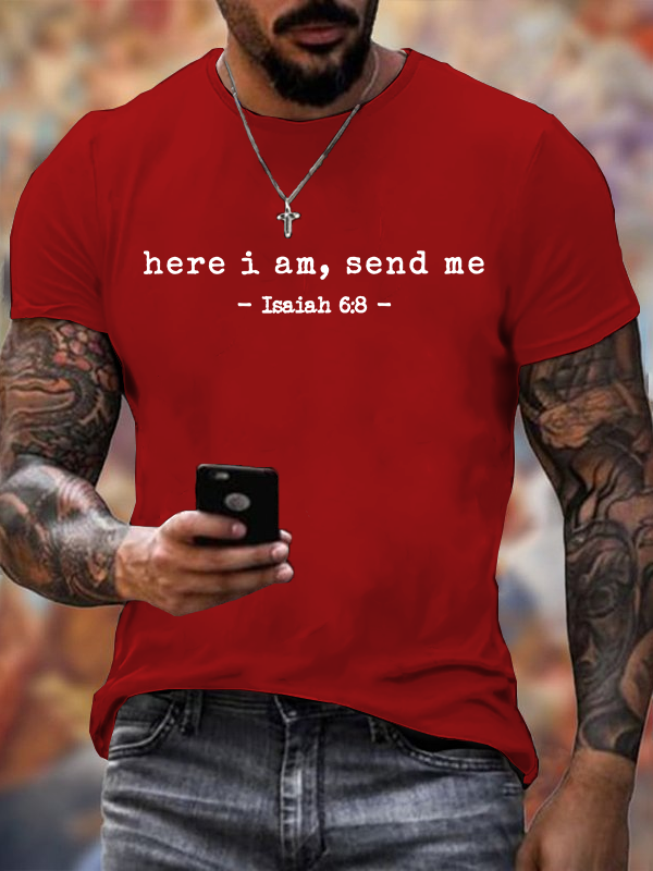 Here I Am Send Me Jesus God Christian Cotton T-Shirt