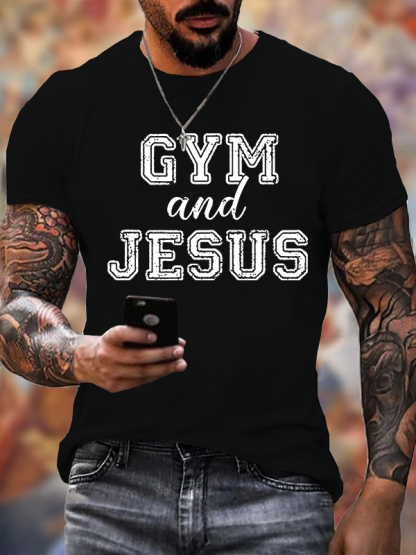 Gym and Jesus Jesus God Christian Cotton T-Shirt