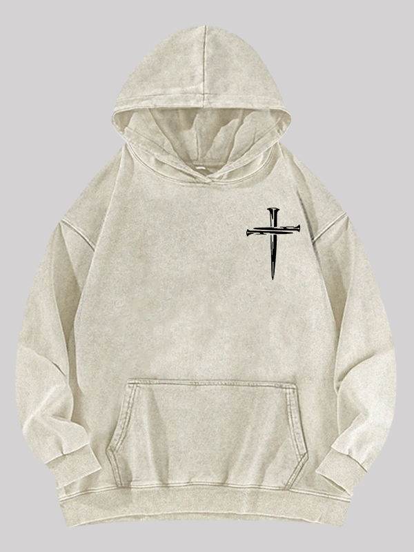 Cross Jesus God Christian Washed Hoodie
