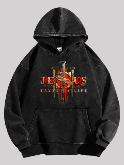 Jesus Saved My Life Jesus God Christian Washed Hoodie