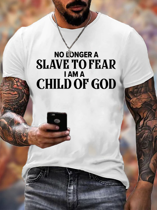 No Longer A Slave To Fear Jesus God Christian Cotton T-Shirt