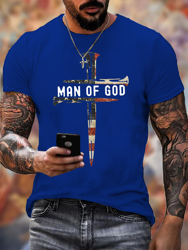 Man Of God Jesus God Christian Cotton T-Shirt