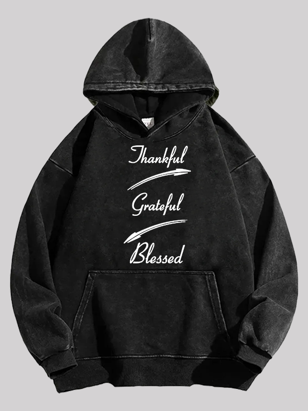 Thankful Grateful Blessed Jesus God Christian Washed Hoodie