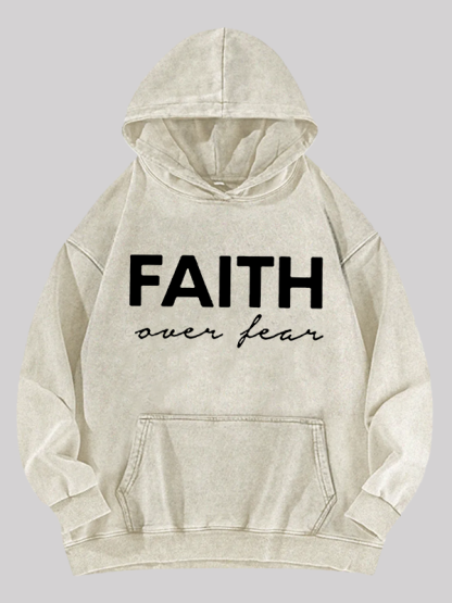 Faith over Fear Jesus God Christian Washed Hoodie