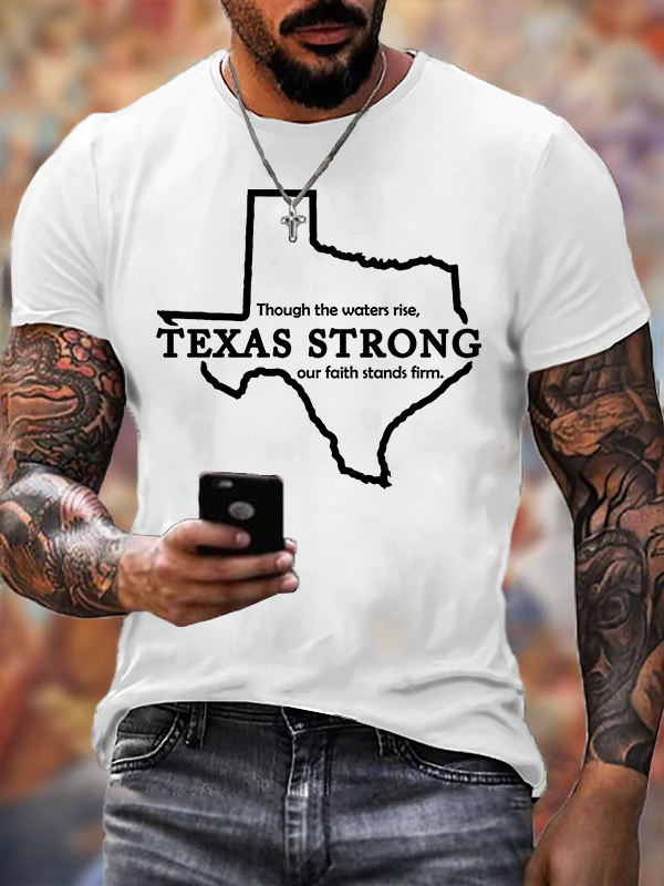 Texas Strong Jesus God Christian Cotton T-Shirt