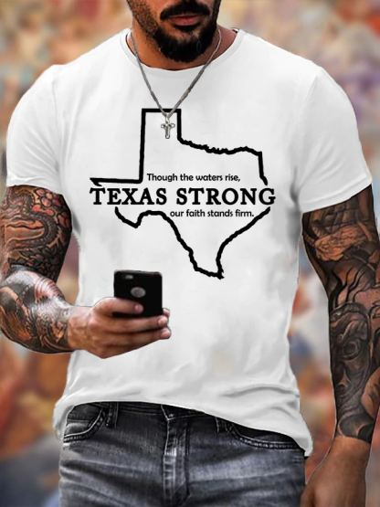 Texas Strong Jesus God Christian Cotton T-Shirt