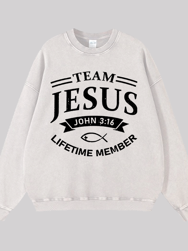 Jesus Team Jesus God Christian Washed Sweatshirt