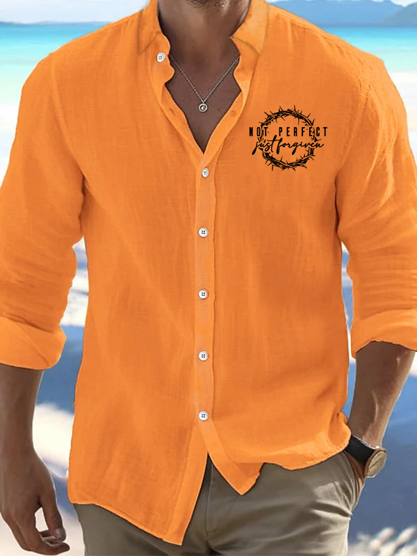 Not Perfect Just Forgiven Religious  Jesus God Christian Resort Casual Shirt